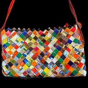 Nahui Ollin Handcrafted Candy Wrapper Convertible Shoulder Bag